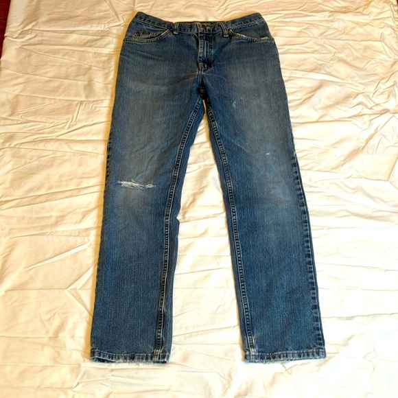 Lee Blue Jeans 33 x 34 Pre-owned Distressed (John on back pocket) - Picture 4 of 10